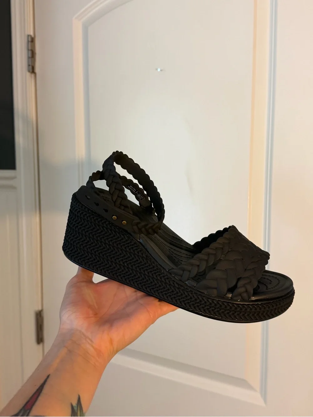 Women’s Black Braided Platform Sandal